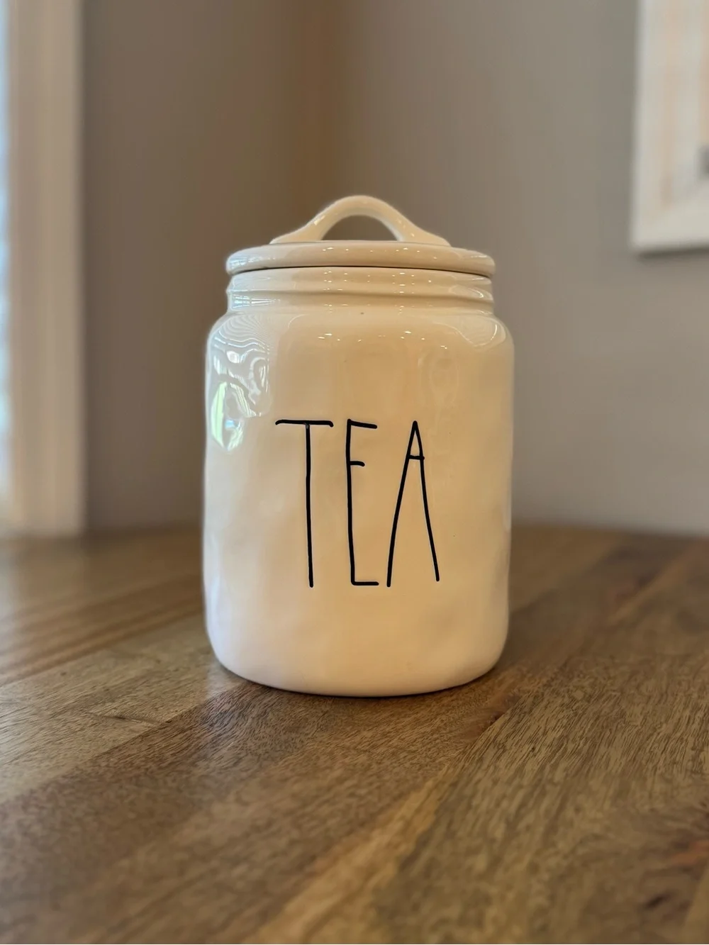 RAE DUNN | Magenta TEA Canister w/ Lid Vintage Artisan Collection White Ceramic